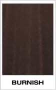 a smokey dark brown wooden panel labeled 'burnish'