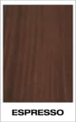 a dark brown wooden panel labeled 'espresso'